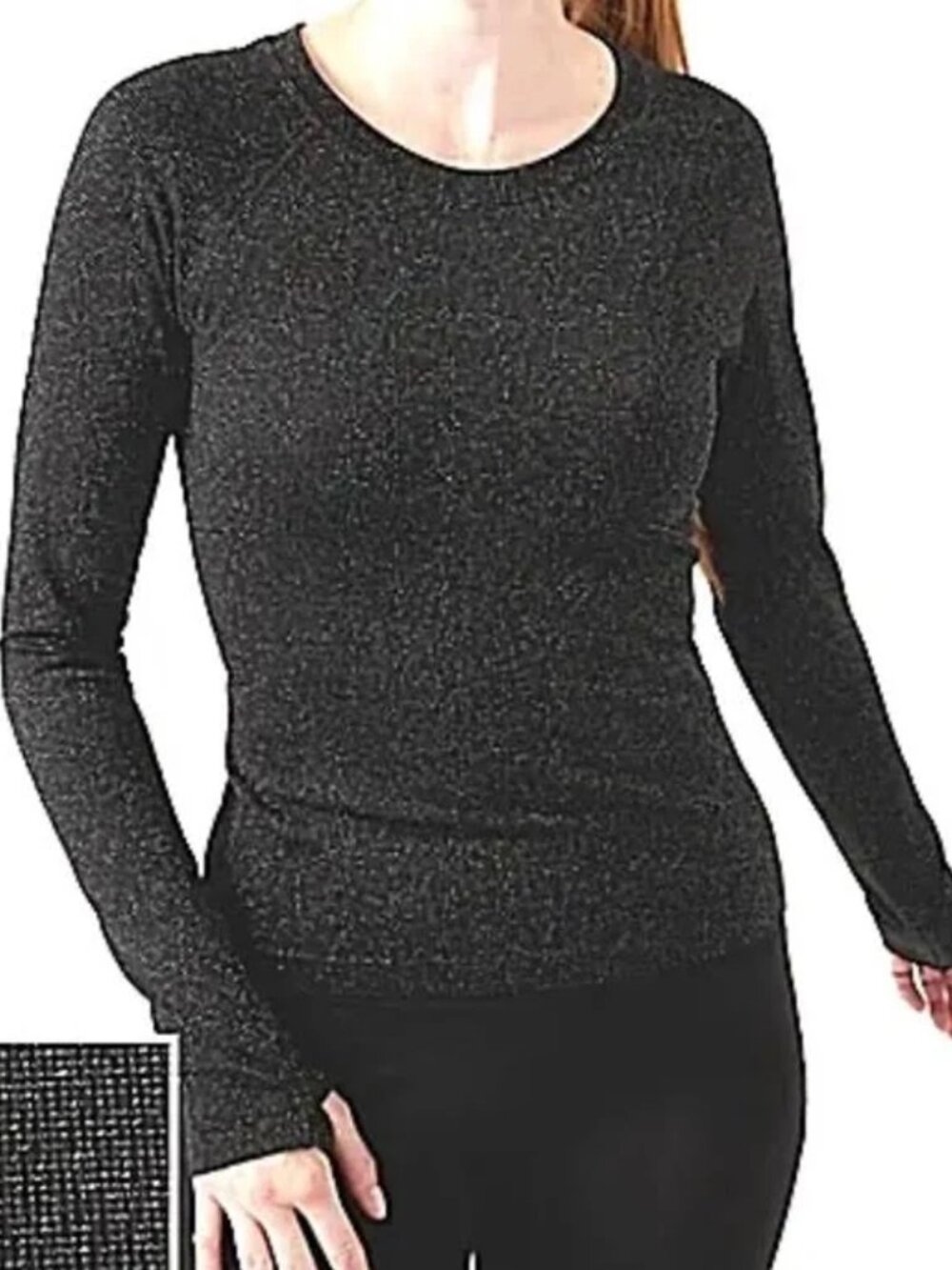 Athleta Momentum Seamless Shimmer Top in Black